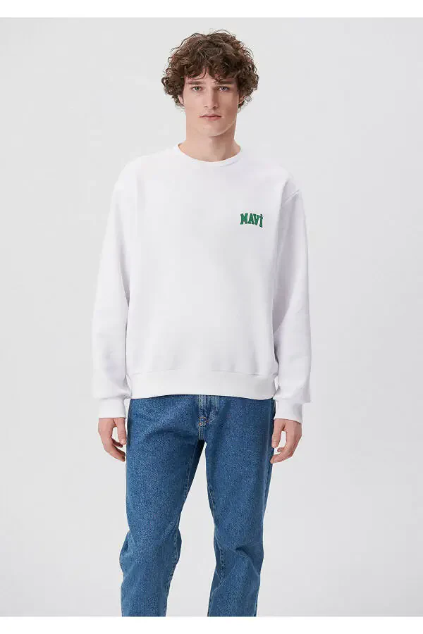 White Sweatshirt with Logo Print 0611716-620 - 3