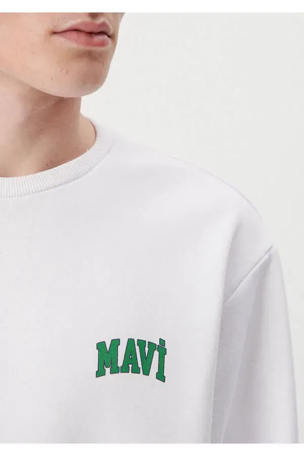 White Sweatshirt with Logo Print 0611716-620 - 5
