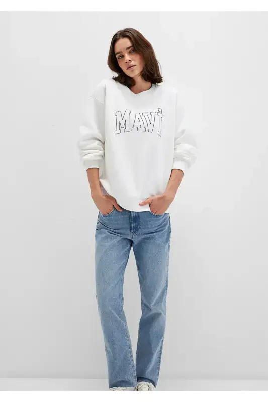 White Sweatshirt with Logo Print 1611192-70057 - MAVI