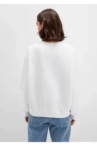 White Sweatshirt with Logo Print 1611192-70057 - 5