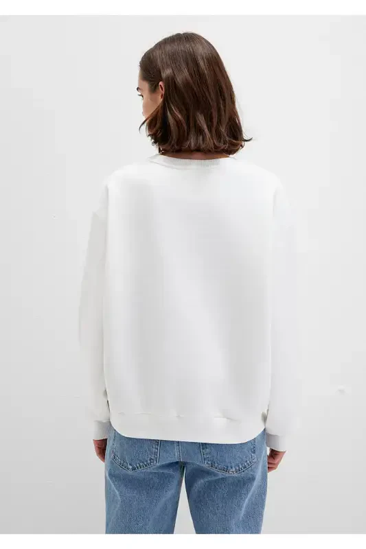 White Sweatshirt with Logo Print 1611192-70057 - 5
