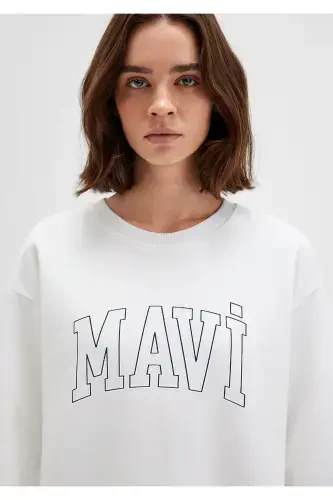 White Sweatshirt with Logo Print 1611192-70057 - 6
