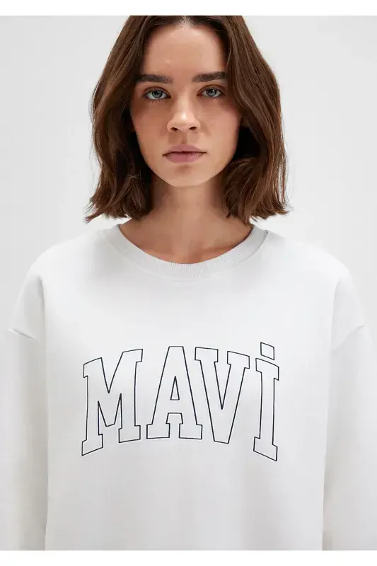 White Sweatshirt with Logo Print 1611192-70057 - 6