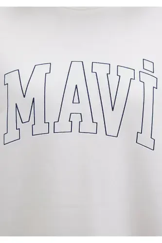 White Sweatshirt with Logo Print 1611192-70057 - 7