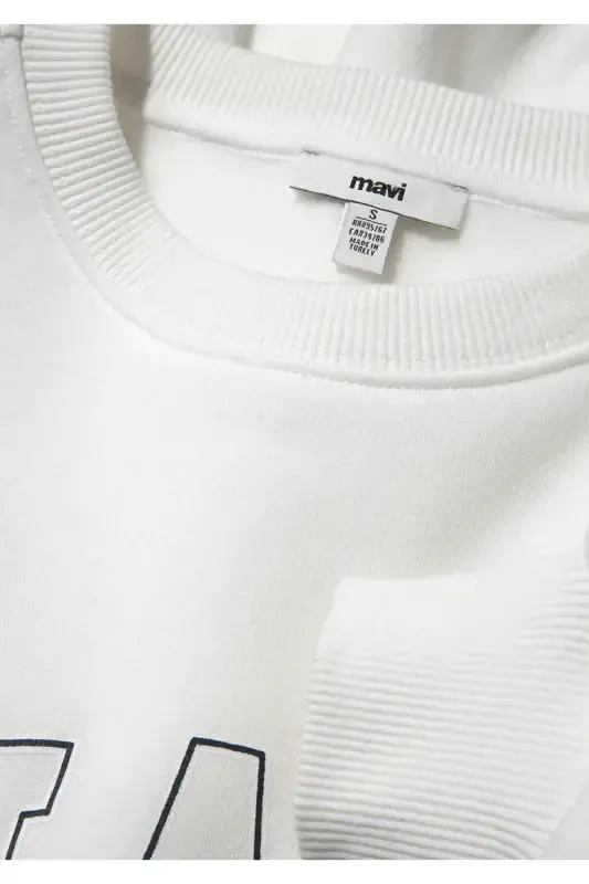 White Sweatshirt with Logo Print 1611192-70057 - 8