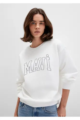 White Sweatshirt with Logo Print 1611192-70057 - MAVI (1)