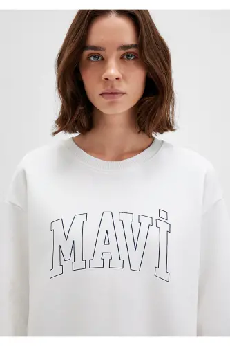 White Sweatshirt with Logo Print 1611192-70057 - 6