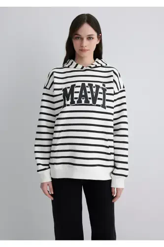 White Sweatshirt with Logo Print 1s10118-84603 - 3