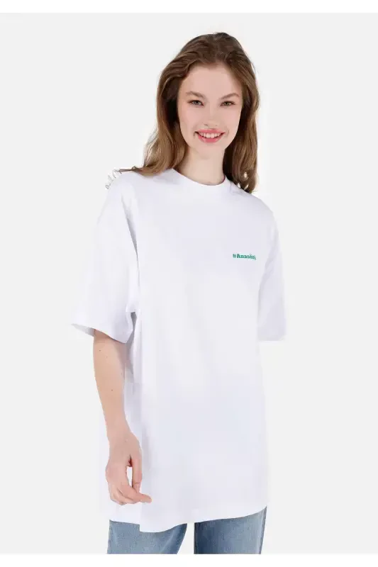 White T-shirt with Unisex Lilseb Slogan - 1