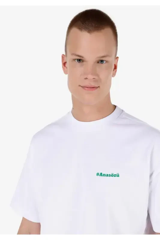 White T-shirt with Unisex Lilseb Slogan - 8