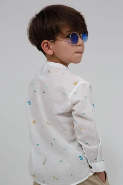 White Tiger Pattern Short Sleeve Baby Boy Shirt - 5