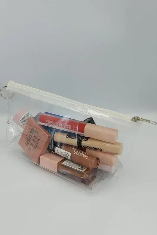 White, Transparent Triangle Makeup Bag-White_Transparent - 1