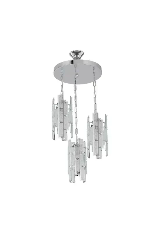 White Triple 3-way Glass Pendant Chandelier Bedroom Living Room Kitchen Corridor Lamp-Silver - 2