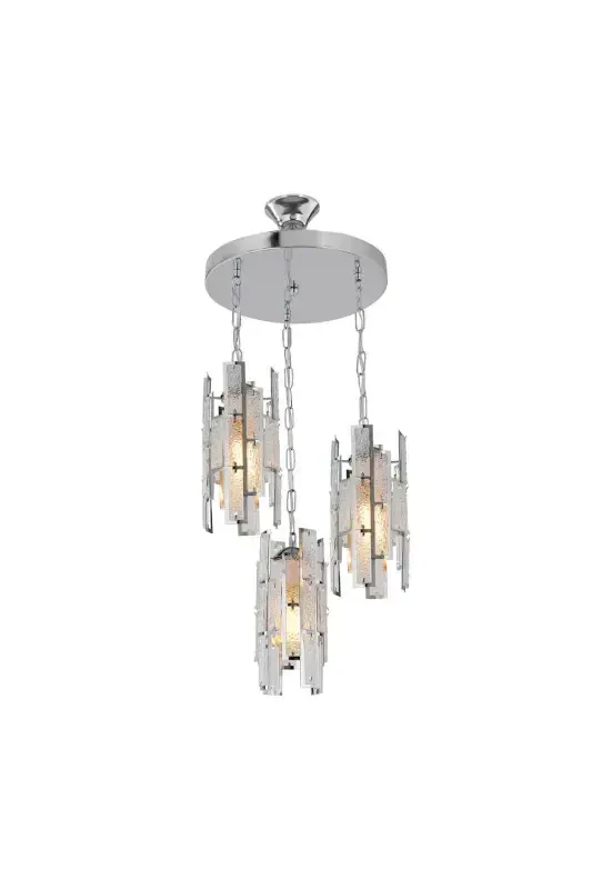 White Triple 3-way Glass Pendant Chandelier Bedroom Living Room Kitchen Corridor Lamp-Silver - 4