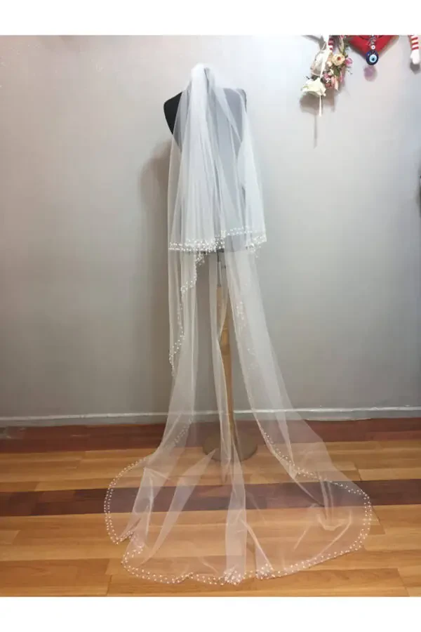 White Tulle Veil for Women - 10