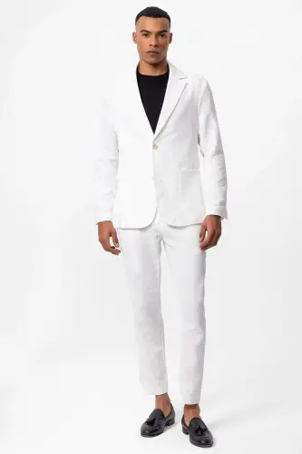 White Unlined Pocketed Men's Blazer - White - ANTIOCH (1)
