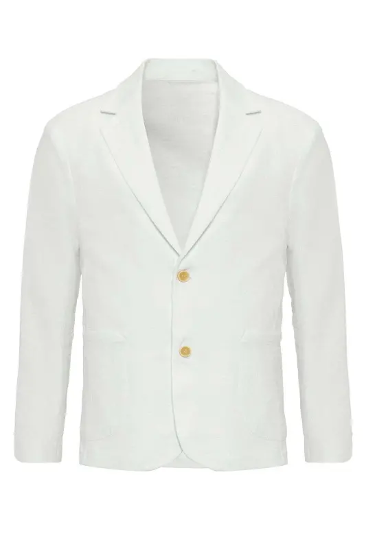 White Unlined Pocketed Men's Blazer - White - 6
