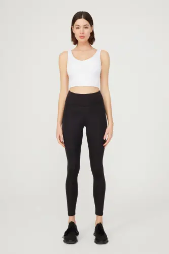 White V Neck Lightly Padded Sports Bra Vneck-White - 3