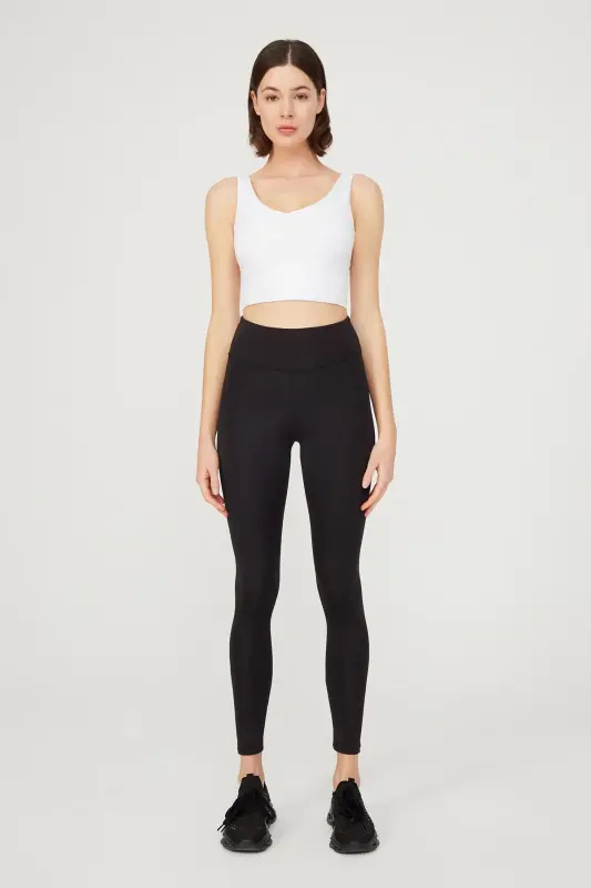 White V Neck Lightly Padded Sports Bra Vneck-White - 3