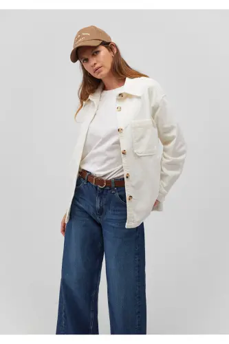 White Velvet Shirt Loose Fit / Relaxed Fit 12 - MAVI (1)