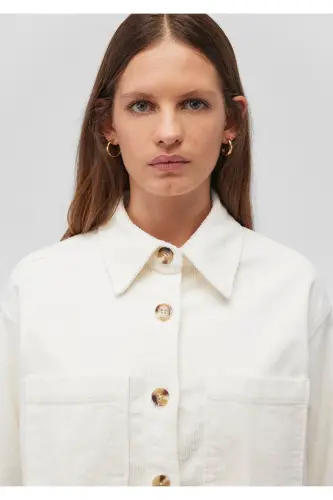 White Velvet Shirt Loose Fit / Relaxed Fit 12 - 6