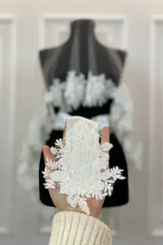 White VIP Bridal Veil Set, Henna Veil Cover Set-White - 5