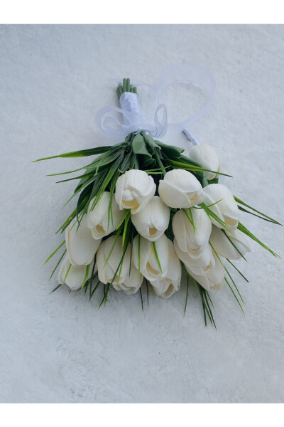 White Wet Tulip Bridal Bouquet - 1