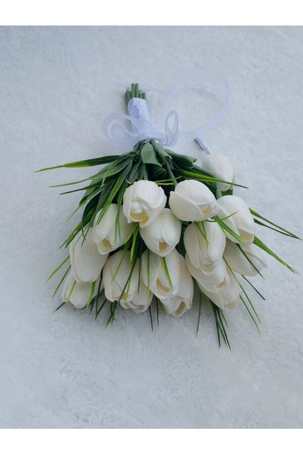 White Wet Tulip Bridal Bouquet - 1