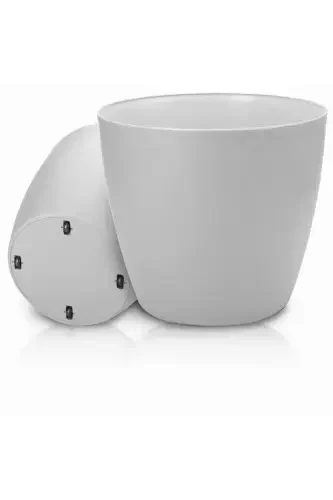 White Wheeled Pot 48 Liters Large Pot Wide Volume Wheeled Pot White 40 Cm - 3