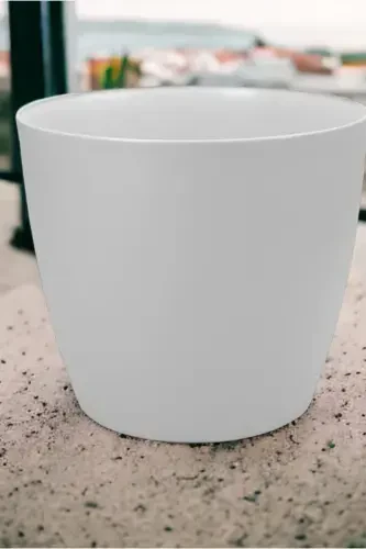 White Wheeled Pot 48 Liters Large Pot Wide Volume Wheeled Pot White 40 Cm - 4