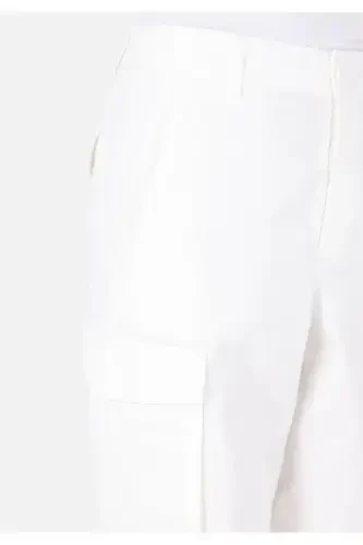 White, wide leg, high waisted women's trousers. - 5