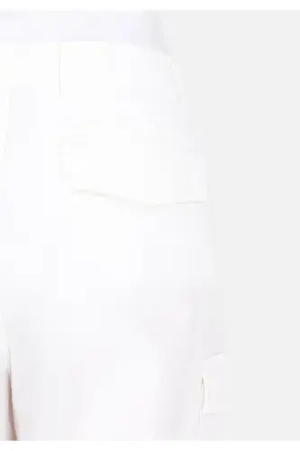 White, wide leg, high waisted women's trousers. - 6