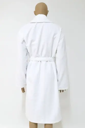 White Women/Men Unisex Shawl Collar Bathrobe One Piece-WHITE 