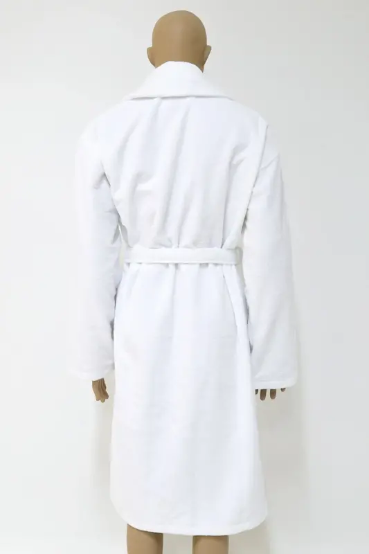 White Women/Men Unisex Shawl Collar Bathrobe One Piece-WHITE - 1