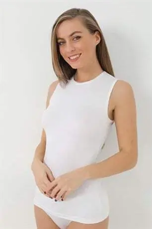 White Women's Bamboo T-Shirt Scoop Neck Cap Sleeve Tank Top - 1