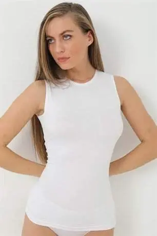 White Women's Bamboo T-Shirt Scoop Neck Cap Sleeve Tank Top - 5