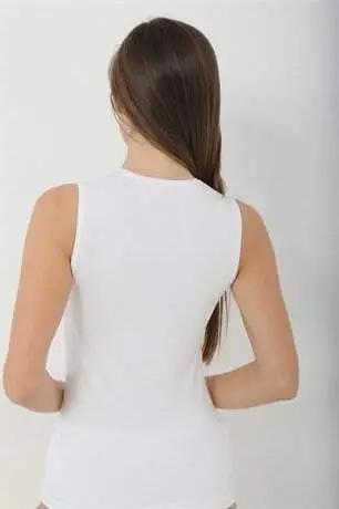 White Women's Bamboo T-Shirt Scoop Neck Cap Sleeve Tank Top - 7