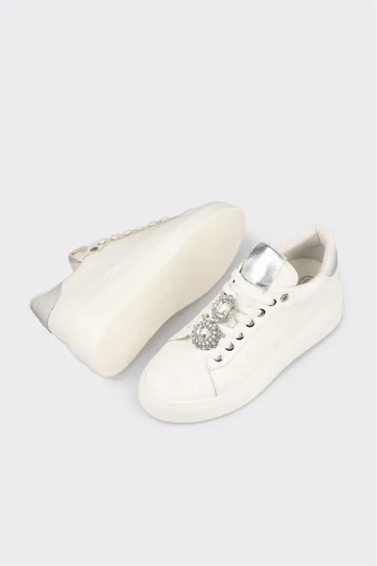 White Women's Sneakers-White - 3