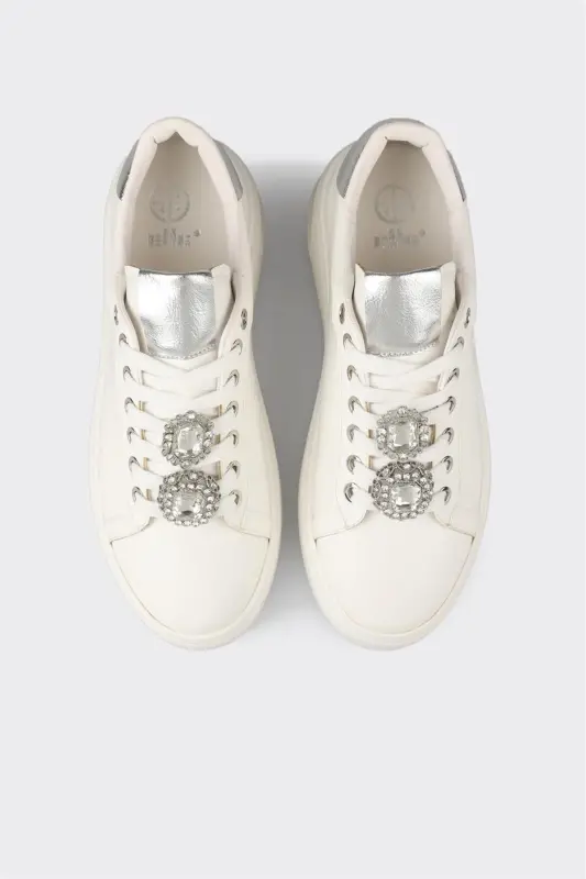 White Women's Sneakers-White - 4