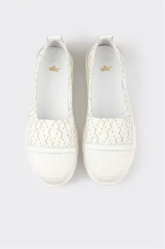 White Women's Sneakers-White - 4