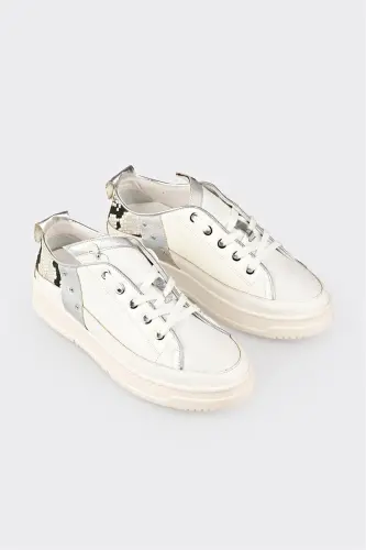 White Women's Sneakers-White - 2