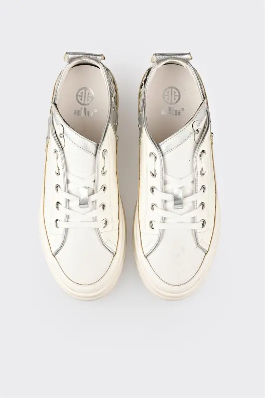 White Women's Sneakers-White - 4