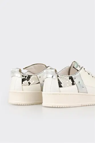 White Women's Sneakers-White - 5