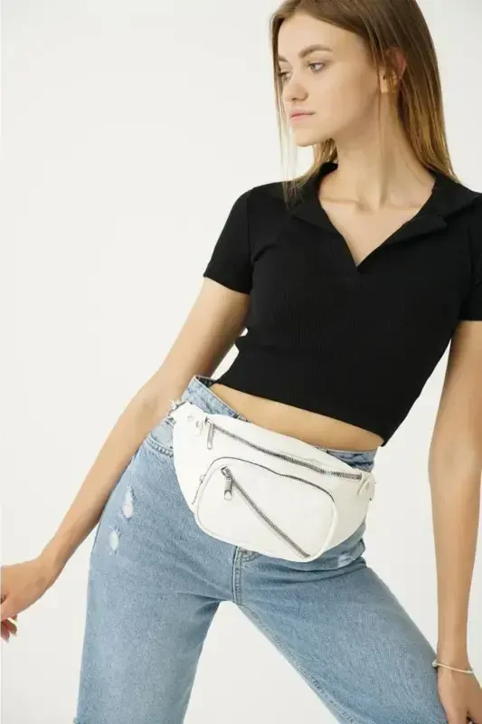 White Women's Waist and Crossbody Bag-White - TOP ALL BAG