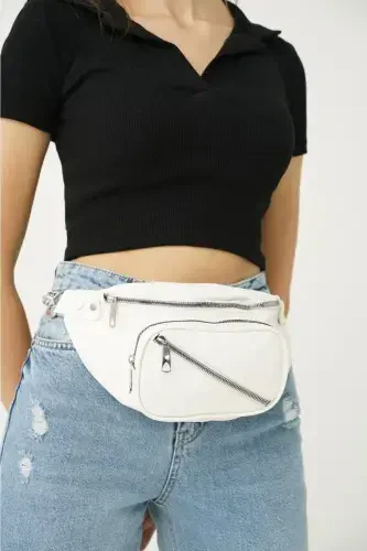 White Women's Waist and Crossbody Bag-White - TOP ALL BAG (1)