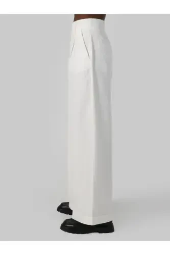 White women's wide leg, high waisted pants. - 5