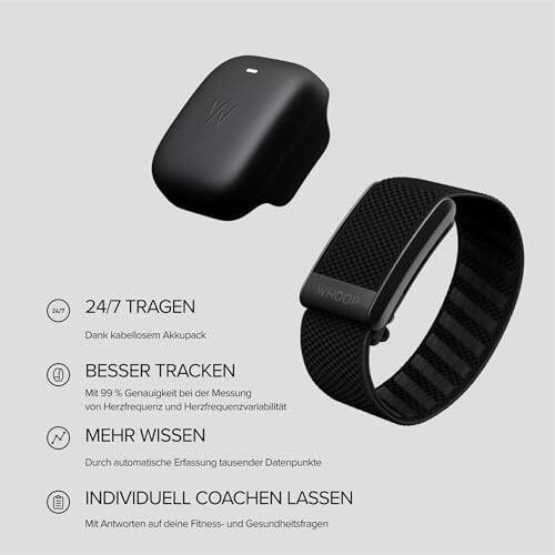 WHOOP 4.0 with 12 Month Subscription - Wearable Health, Fitness & Activity Tracker - Continuous Monitoring, Performance Optimization, Heart Rate Tracking - Improve Sleep, Strain, Recovery, Wellness - 4