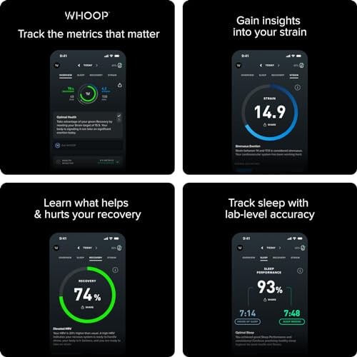 WHOOP 4.0 with 12 Month Subscription - Wearable Health, Fitness & Activity Tracker - Continuous Monitoring, Performance Optimization, Heart Rate Tracking - Improve Sleep, Strain, Recovery, Wellness - 5