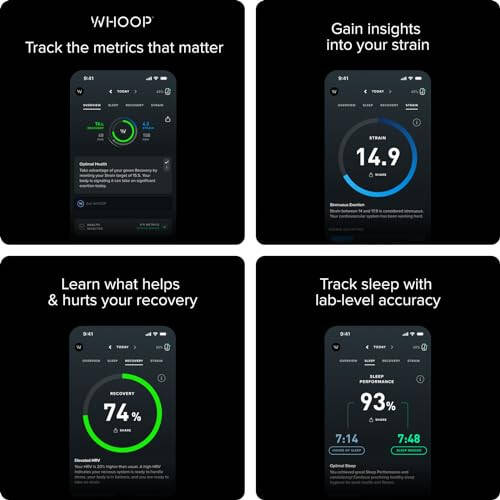 WHOOP 4.0 with 12 Month Subscription - Wearable Health, Fitness & Activity Tracker - Continuous Monitoring, Performance Optimization, Heart Rate Tracking - Improve Sleep, Strain, Recovery, Wellness - 5