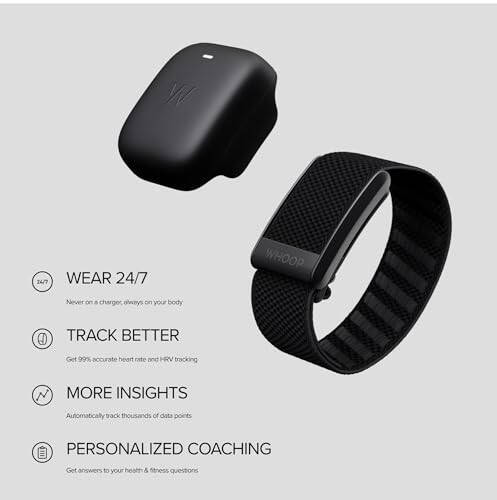 WHOOP 4.0 with 12 Month Subscription - Wearable Health, Fitness & Activity Tracker - Continuous Monitoring, Performance Optimization, Heart Rate Tracking - Improve Sleep, Strain, Recovery, Wellness - 6